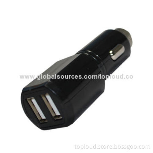 Car Charger, Dual USB, 12-24V DC, 5V/2.1A